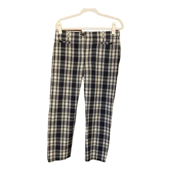 Ann Taylor Pants - Ann Taylor Pants Women Size 4 Blue White Plaid Cropped Mid-Rise Cotton Stretch
